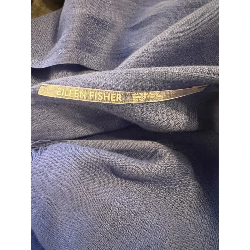 Eileen Fisher Rectangle Long Blue Organic Cotton Scarf